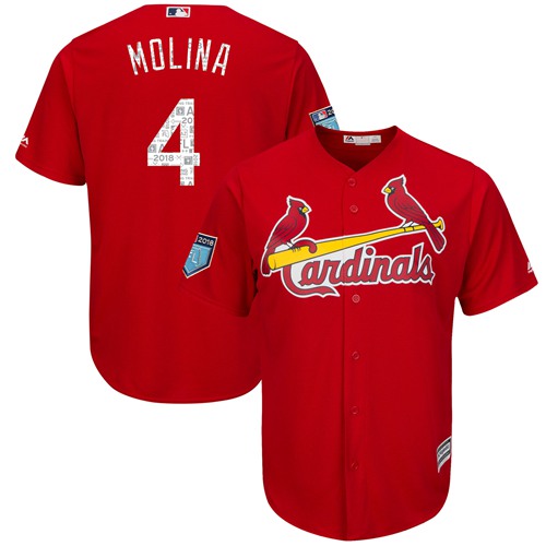 Cardinals #4 Yadier Molina Red 2018 Spring Training Cool Base Stitched MLB Jersey